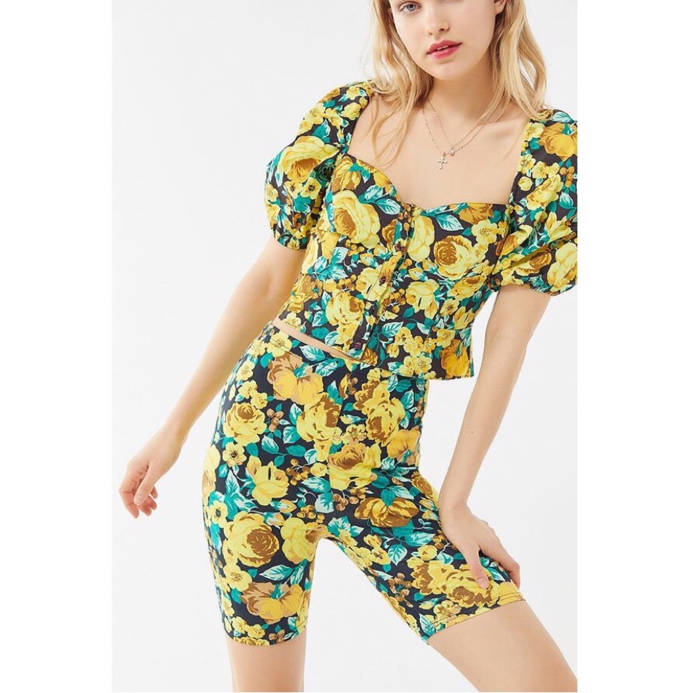 Laura Ashley x UO Lucille Button-Front Peplum Top